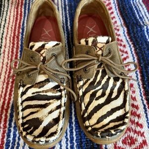 Twisted X Zebra Print Moc Drive Shoes
